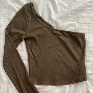 Garage Olive One Sleeve Crop Top